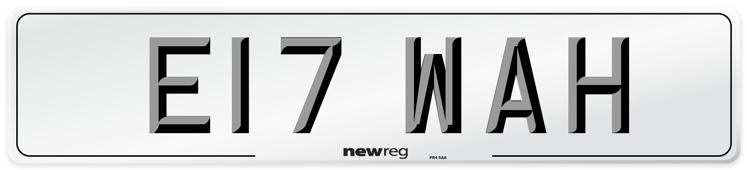 E17 WAH Number Plate from New Reg